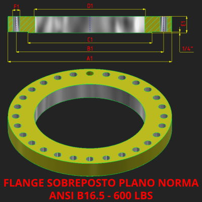 FLANGE SOBREPOSTO PLANO - 600 LBS